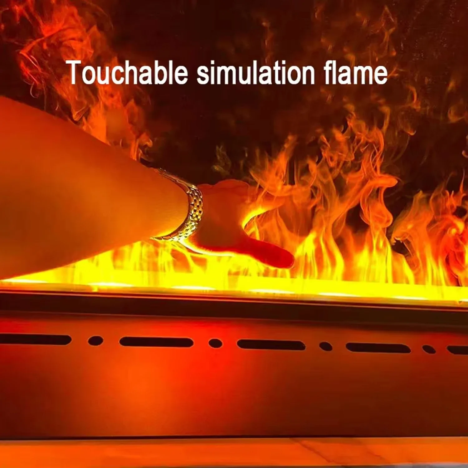 0.5-2M Long High Quality Modern Stainless Steel Indoor 3D Atomization Electric Fireplace Remote Control Freestanding Hotel Villa