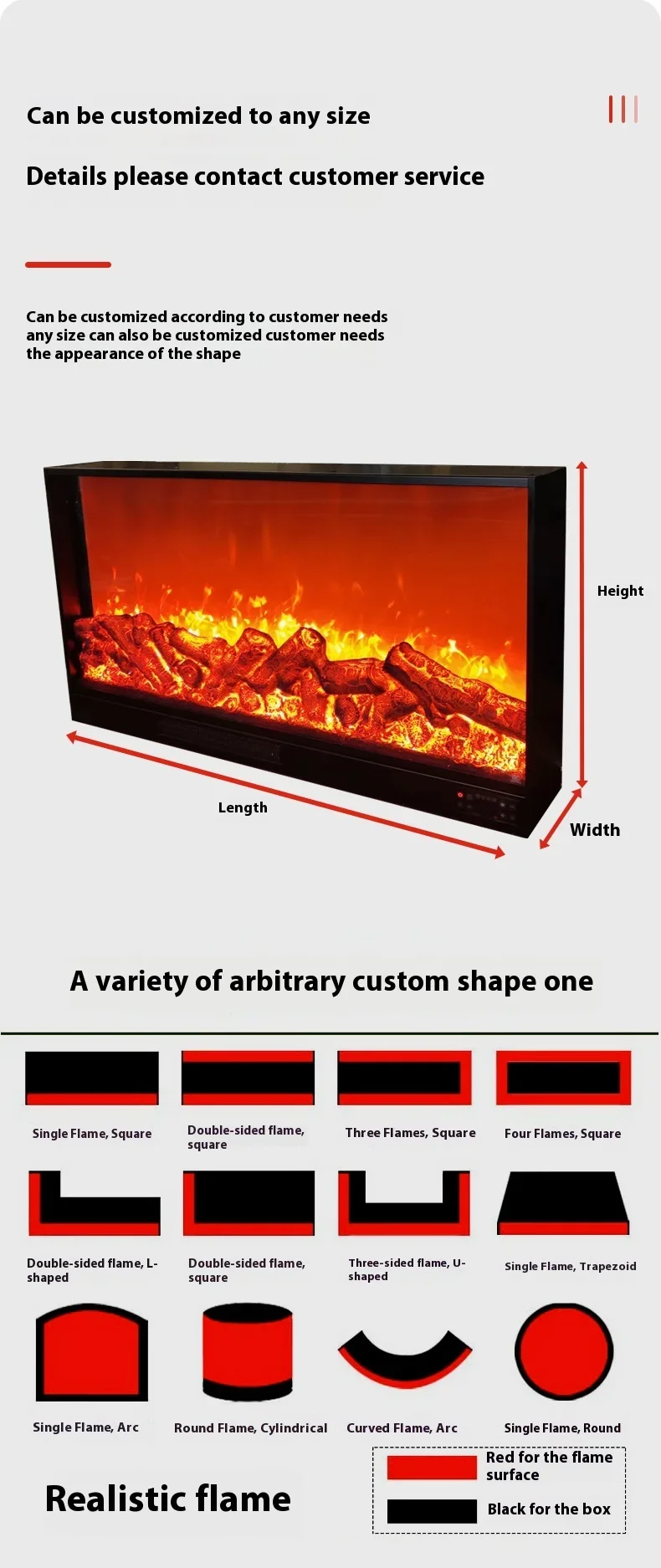 Electric Indoor Electronic Fireplace with Decorative Base Metal Flame and Firewood Simulation for Household Use