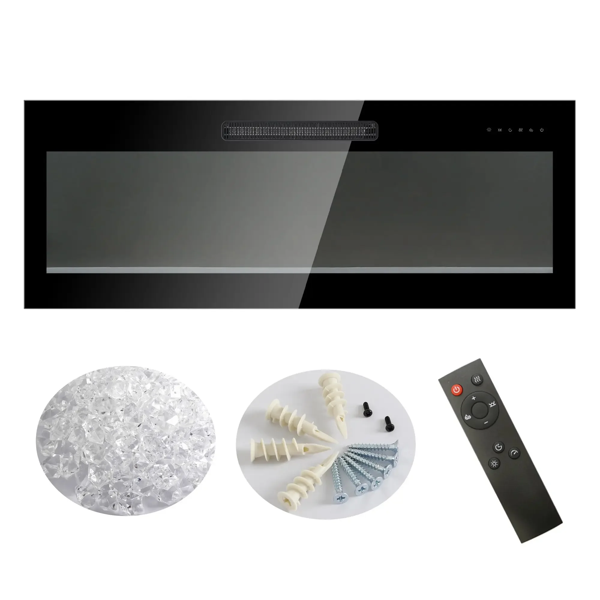 60-Inch Ultra-Thin Metal Electric Fireplace Recessed Wall Mounted with Remote Multi-Color Flame Heater