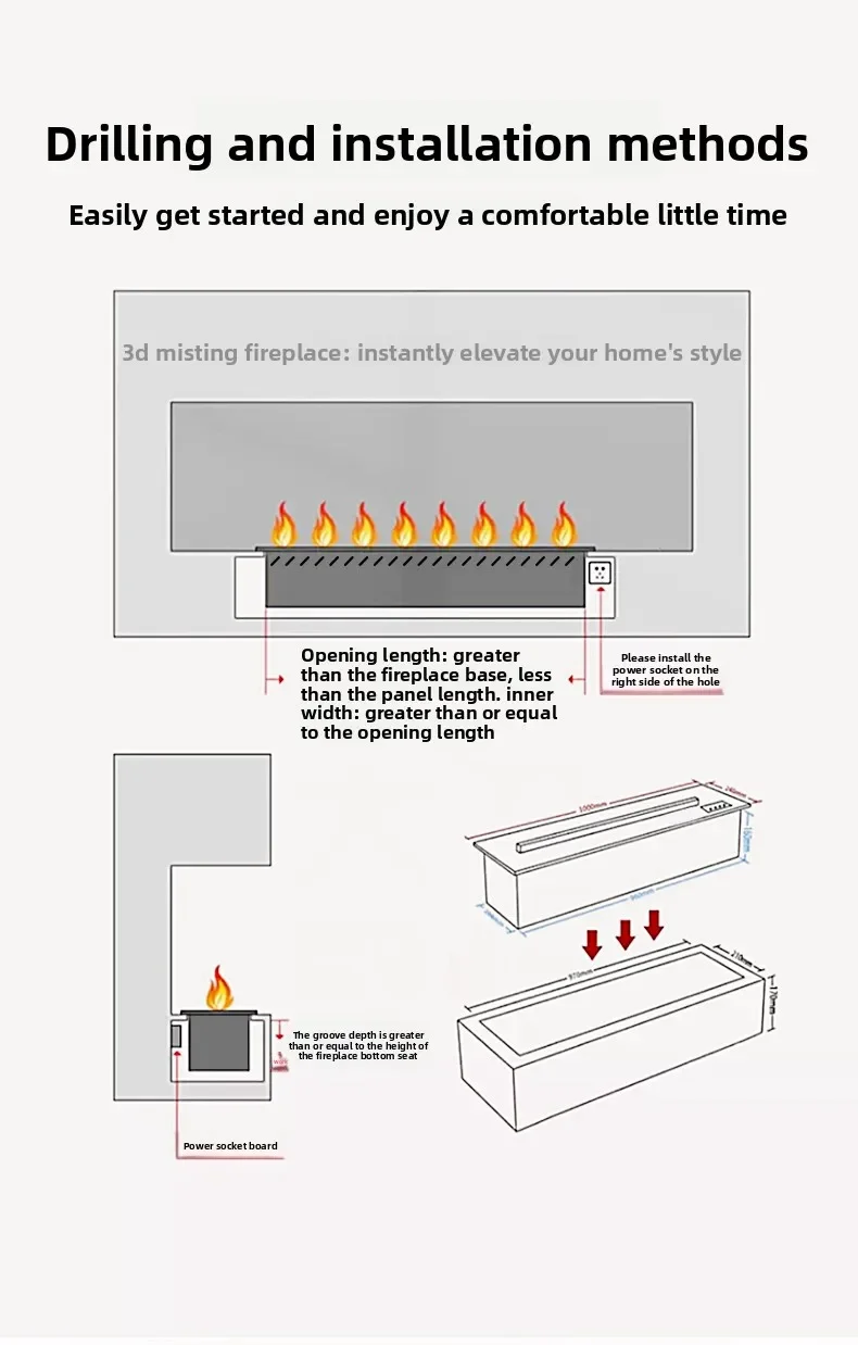 1 Home 3D Atomized Fireplace European Decoration Embedded Electronic Fireplace Simulation Flame Internet Celebrity TV Cabinet