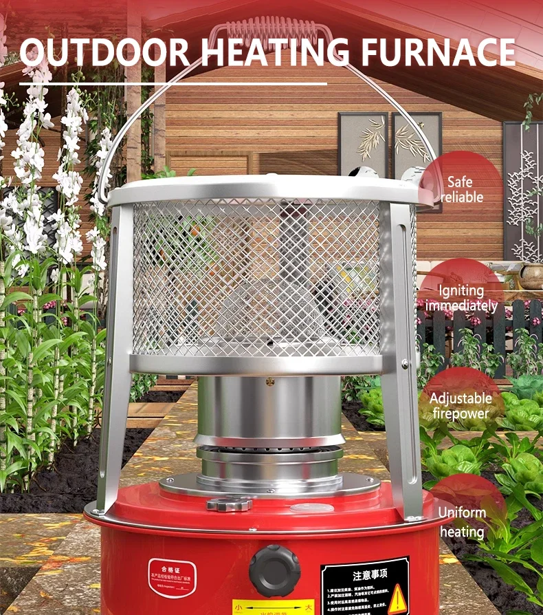 Glass Chimney Kerosene Oil Heater, Portable Thermostat Indoor Stove for Camping Outdoor Sale