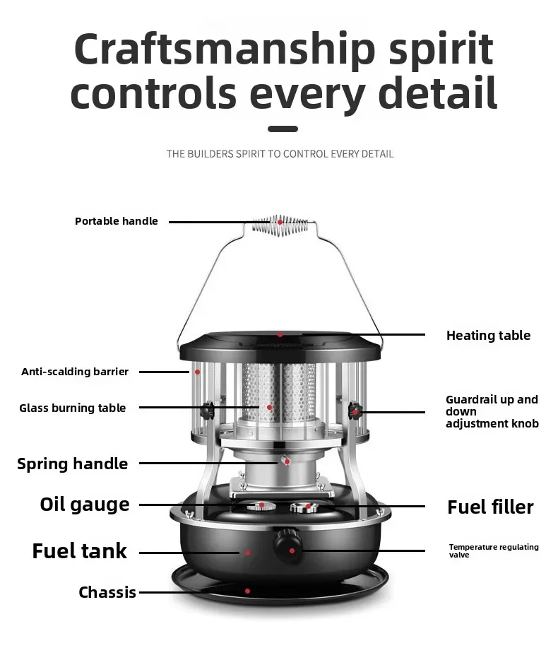 Adjustable Portable Stainless Steel Kerosene Heater for Indoor and Outdoor Use for Outdoor Activities Like Ice Fishing