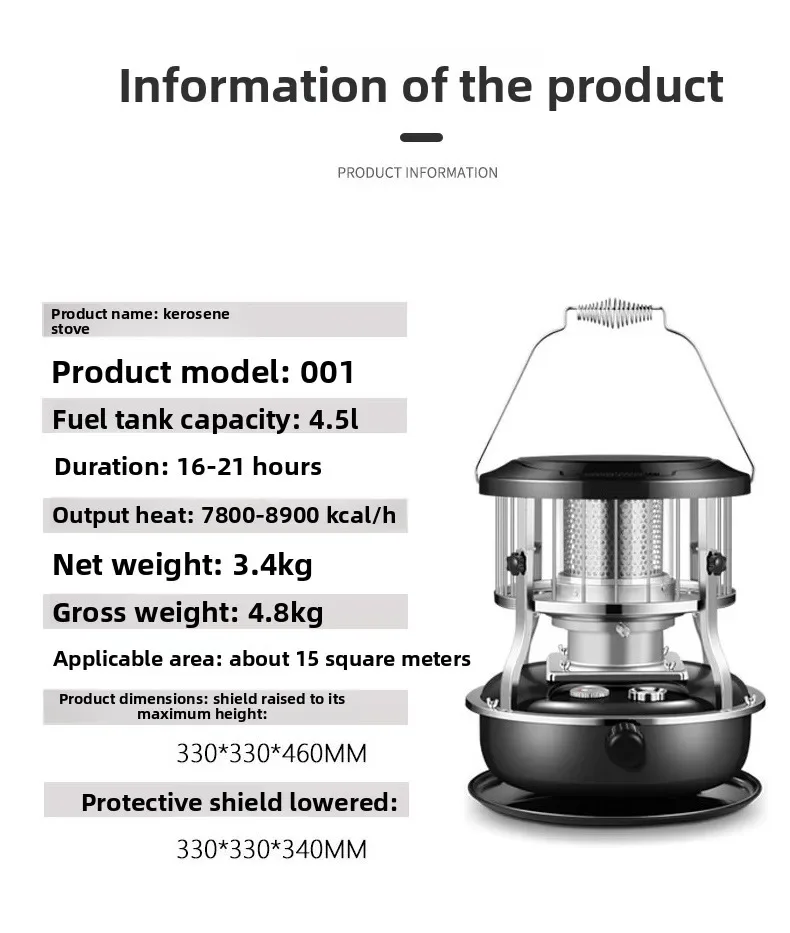 Adjustable Portable Stainless Steel Kerosene Heater for Indoor and Outdoor Use for Outdoor Activities Like Ice Fishing
