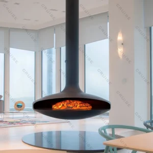 Indoor Hanging Suspended Fireplace, CRUISE, Steel, Ceiling