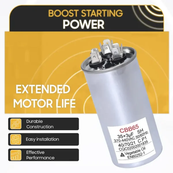 Ac Motors, 35+3uF, MFD, 370V/440V, Aluminum - view 4