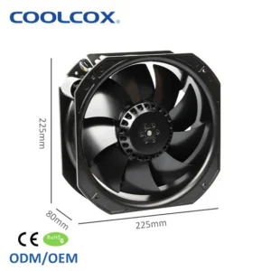 AC22580 225mm AC Axial Cooling Fan, 110-240V, 2550-2900RPM