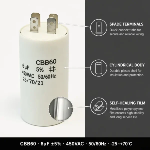 Ac6uf Motor, CBB60, 450V, Plastic - view 5