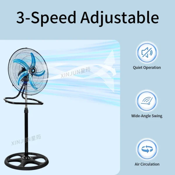 Adjustable Height Stand Fan, 3-in-1, 60 W(0.08hp), plastic - view 2