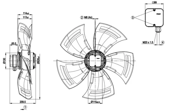 Air Conditioning Cooling Fan, A6E630-AN01-01, 230V, 600W - view 3