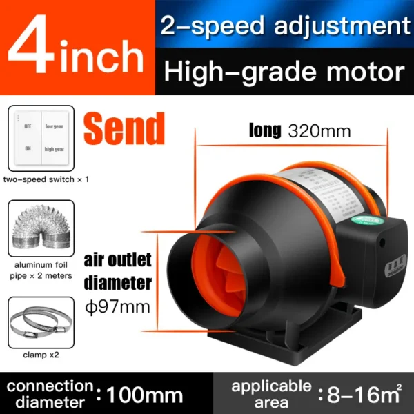 Air-cooled Exhaust Axial Fan, 4-inch, Plastic, 200, 220V - view 2