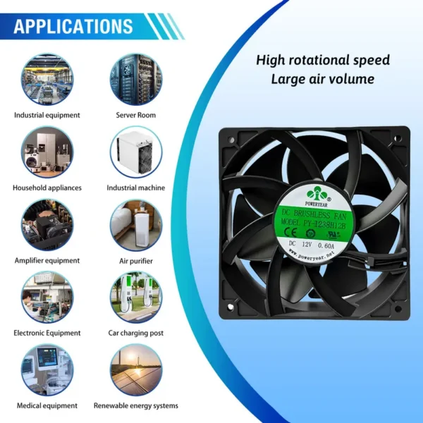 Air Cooling Fan, 12038, Brushless, 12V, 24V - view 6