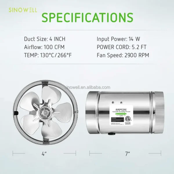 Air Duct Booster Fan, SINOWELL, HAVC, Inline - view 4