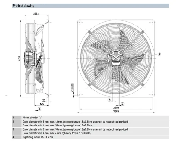 Air Handling Unit, W3G630-NP04-H1, Axial, 630mm, HVAC - view 2