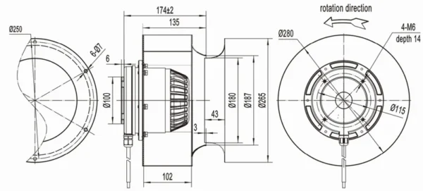 Air Purifier, 280mm, Aluminum, Centrifugal - view 6