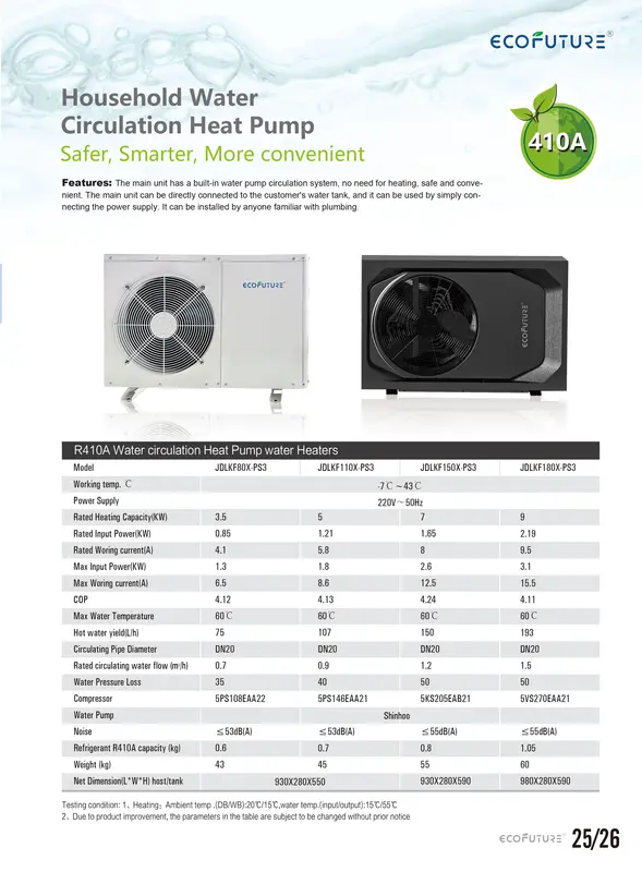 Air Source Heat Pump, JIADELE, R410a, WIFI, Stainless - view 4