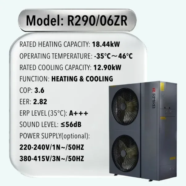 Air to Water Heat Pump, 15.6kW, R290, Inverter, Monoblock - view 5