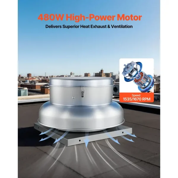 Alloy Roof Exhaust Fan, 24.8inch, Aluminum, 220v - view 2