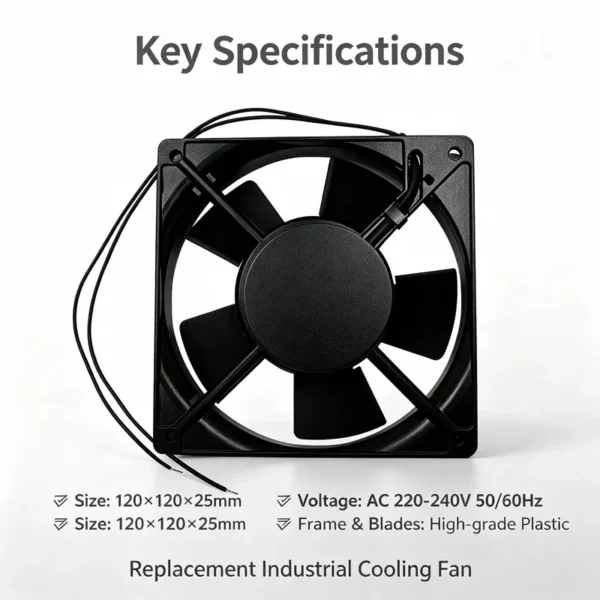 Axial Cooling Fan, 120mm, 220V-240V, Plastic - view 2