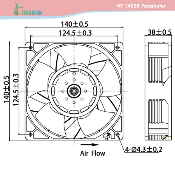 Axial Cooling Fan, 140x140, HT14038 - view 3