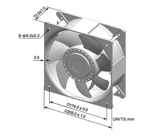 Axial Cooling Fan, 230 V, Electric - view 2