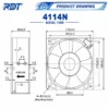Axial Cooling Fan, 4114N, 24V, 11W, 4400RPM - view 3