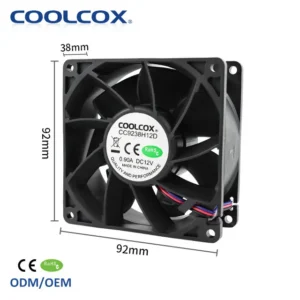 Axial Cooling Fan, 92x92x38mm, 12V, 24V