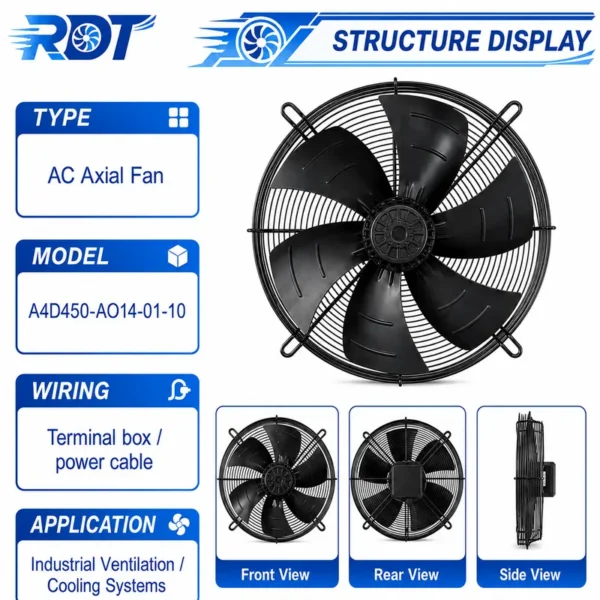 Axial Cooling Fan, A4D450-AO14-01, 400V, 340W, 450mm - view 2