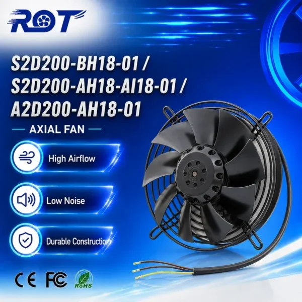 Axial Cooling Fan, S2D200-AH18-AI18-01, 400VAC, 200mm, 940m3/h