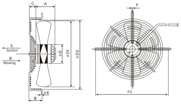 Axial Exhaust Fan, 220V, Copper, 250mm - view 5