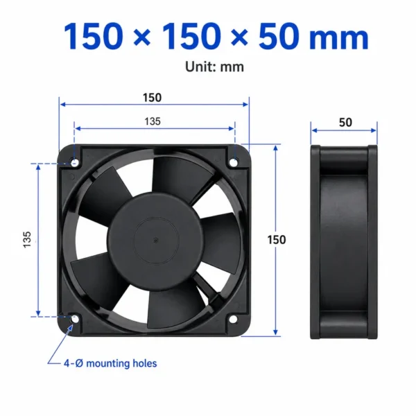 Axial Fan, 150mm, AC220V, 230V, 15050 - view 3