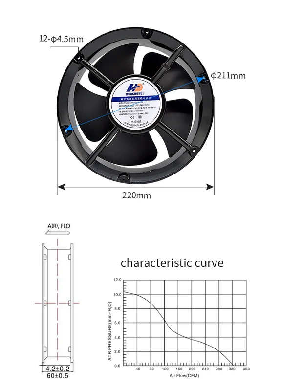Axial Fan, 22060, 100v, 110v, 220v - view 4