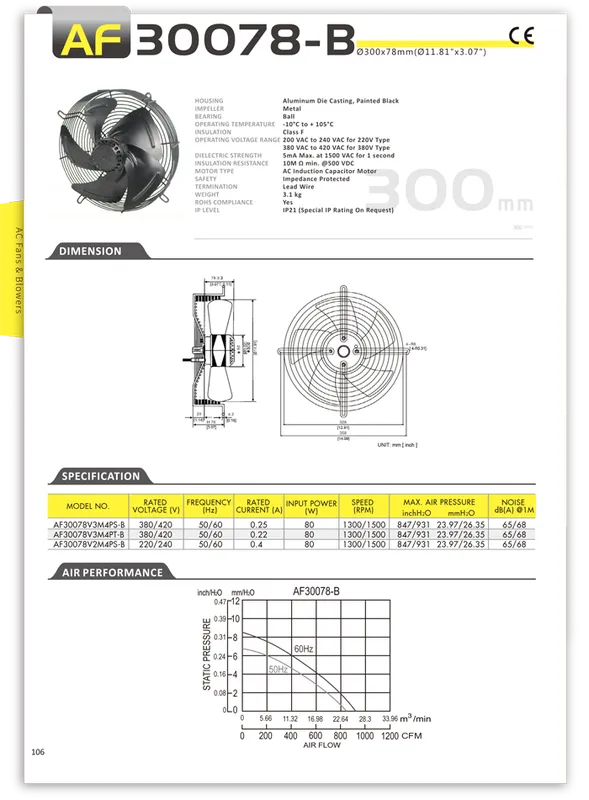 Axial Fan, 220V, 300*78mm, AF30078-B - view 4