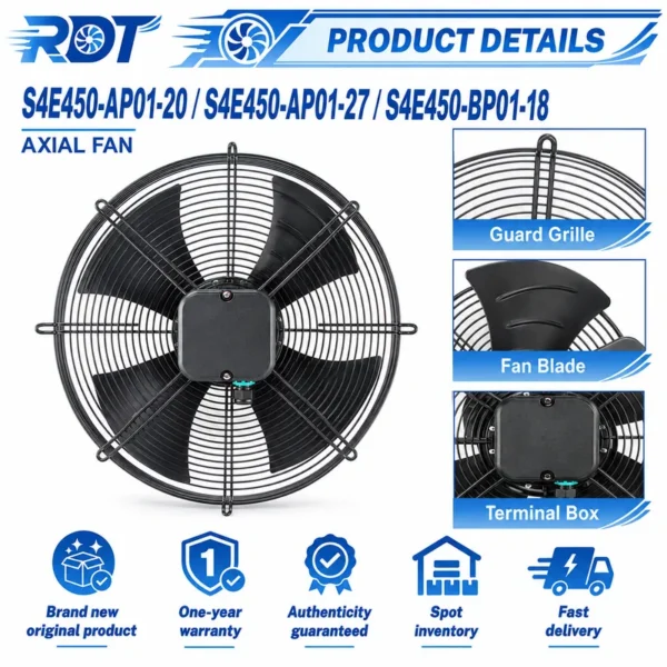 Axial Fan, 230V, 245/355W, 1400/1600RPM, 450mm - view 5