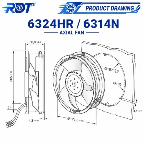Axial Fan, 24V, 6314N, 172mm - view 3