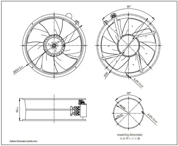 Axial Fan, 254mm, 230V, 250mm - view 3