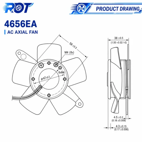 Axial Fan, 4656EAU, 230 V, Electric - view 3