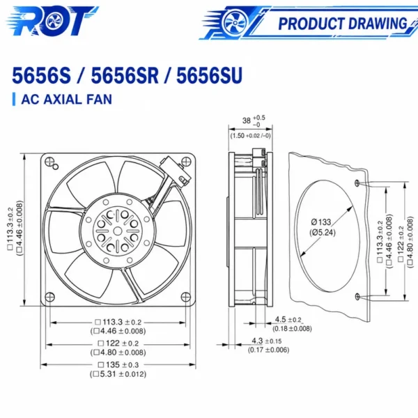 Axial Fan, 5656S, Brushless - view 3