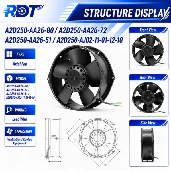 Axial Fan, A2D250-AA26-80, 400V, 140W, 2520RPM - view 2