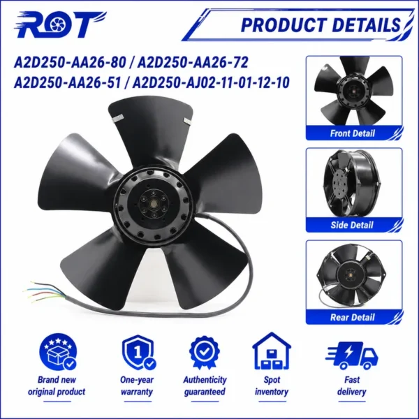 Axial Fan, A2D250-AA26-80, 400V, 140W, 2520RPM - view 6