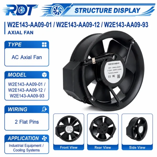 Axial Fan, W2E143-AA09-01/12/93, 172X51mm - view 2