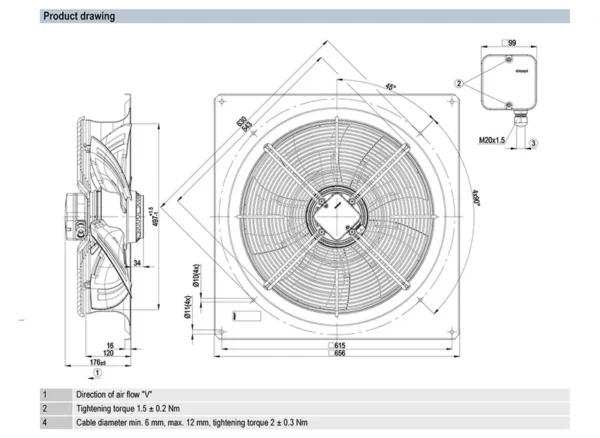 Axial Fan, W4E500-GM03-01, 500mm, Stainless, Steel - view 2
