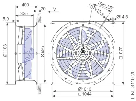 Axial Fan, ZIEHL-ABEGG, ZN091-ZIQ.GL.V5P1, 910mm, 33219m3h - view 5