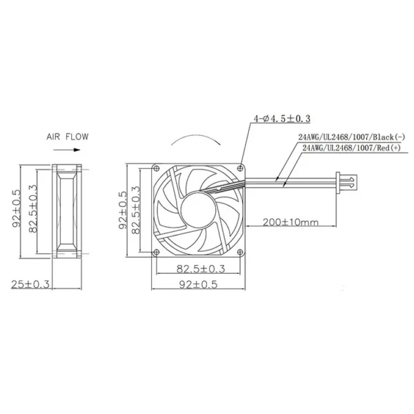 Axial Flow Cooling Fan, 92mm, Waterproof, 12v/24v, Brushless - view 5