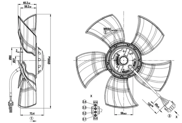 Axial Flow Cooling Fan, A4E300-AR26-87, 230V, 300MM, 50/60Hz - view 4