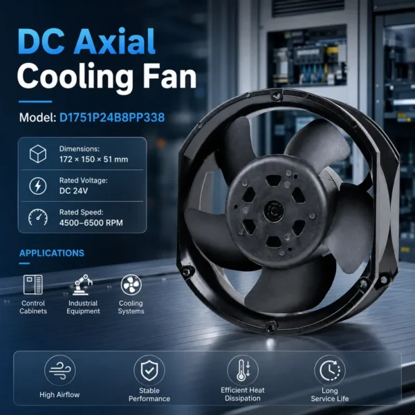 Axial Flow Cooling Fan, D1751P24B8PP338, 17251, 24V, 3.4A - view 2