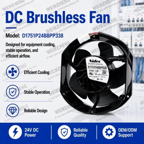 Axial Flow Cooling Fan, D1751P24B8PP338, 17251, 24V, 3.4A - view 3