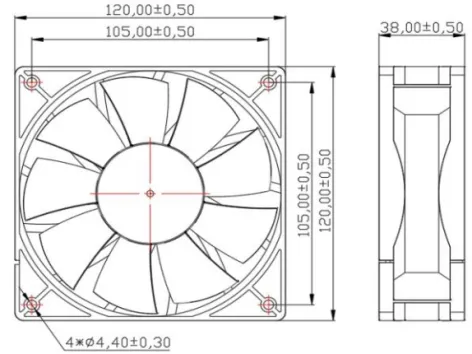 Axial Flow Cooling Fan, IP68, Waterproof, 24V, 120mm - view 5