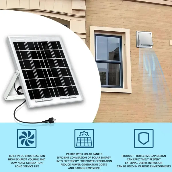 Axial Flow Exhaust Fan, 8W, Solar, Stainless, Steel - view 5