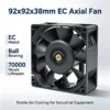 Axial Flow Exhaust Fan, 92x92x38mm, 70000, 110-220V, Plastic