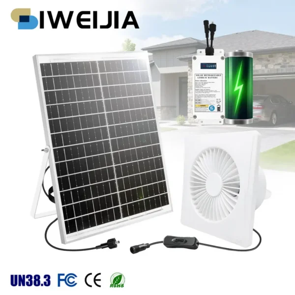 Axial Flow Exhaust Fan, Brushless, Solar, 12V